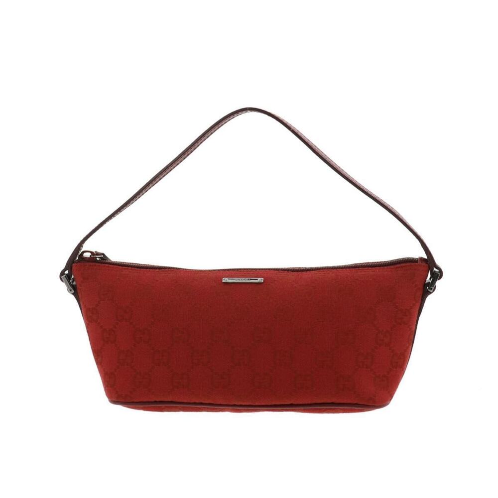 GUCCI GG Canvas Clutch Bag Shoulder Red